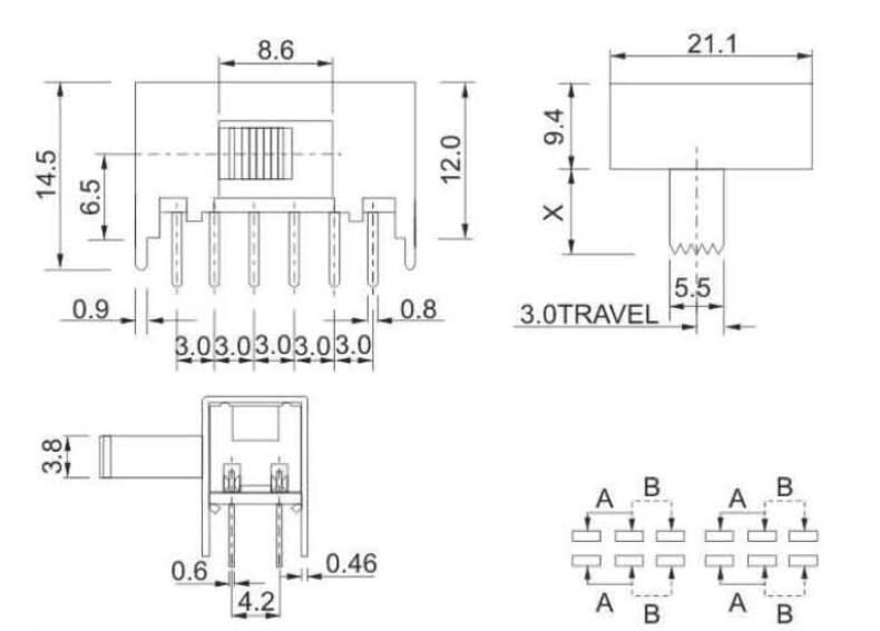 4P2T撥動開關規格書 4P2T撥動開關規格書