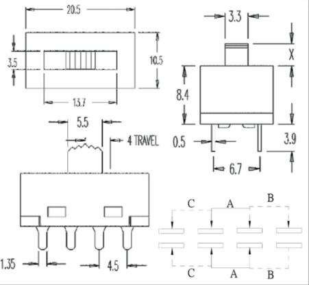 大電流撥動開關圖紙 大電流撥動開關圖紙