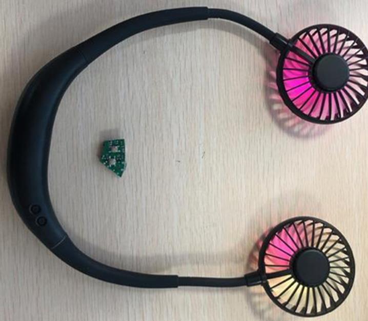 掛脖小風扇上按鍵輕觸開關應用