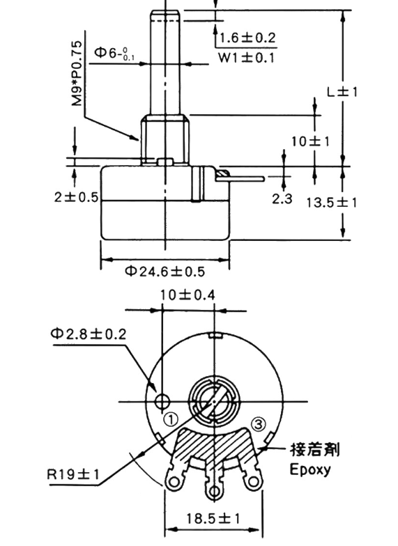 碳膜電位器尺寸圖 碳膜電位器尺寸圖