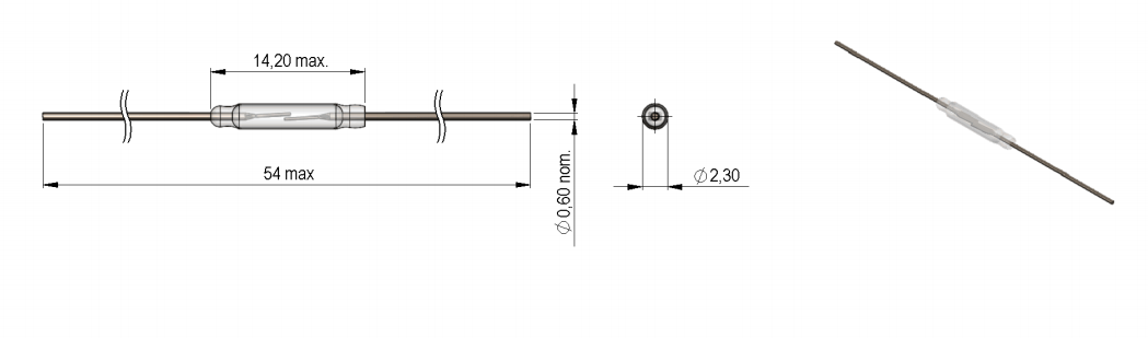 干簧管磁控開關尺寸圖 干簧管磁控開關尺寸圖