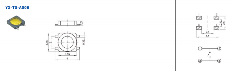 3*3四腳輕觸開關(guān)電路圖 3*3四腳輕觸開關(guān)電路圖