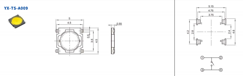 5*5輕觸開關(guān)電路圖 5*5輕觸開關(guān)電路圖