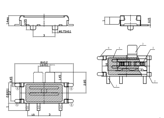 七腳撥動開關(guān)尺寸圖紙 七腳撥動開關(guān)尺寸圖紙