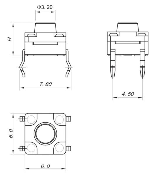 6x6x4.3插件防水輕觸開關尺寸圖.jpg 6x6x4.3插件防水輕觸開關尺寸圖.jpg